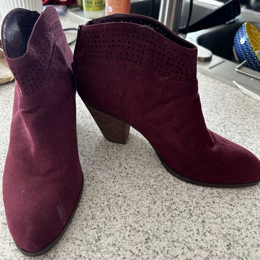Violet and Red Bootie with back zip